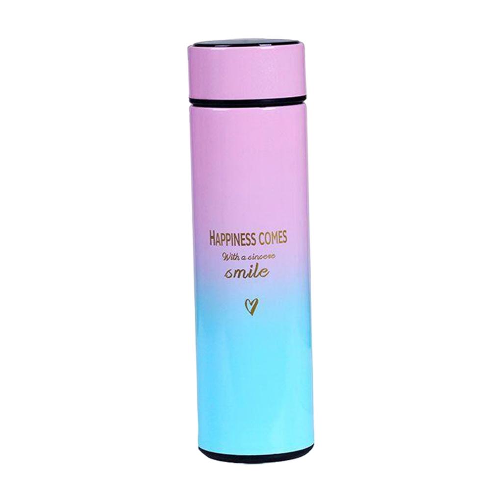 Travel Mugs Insulated Water Bottle 500ml LED Display Water Cup Blue Pink