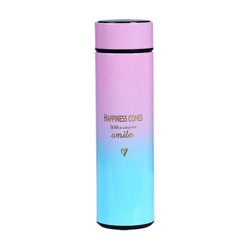 Travel Mugs Insulated Water Bottle 500ml LED Display Water Cup Blue Pink