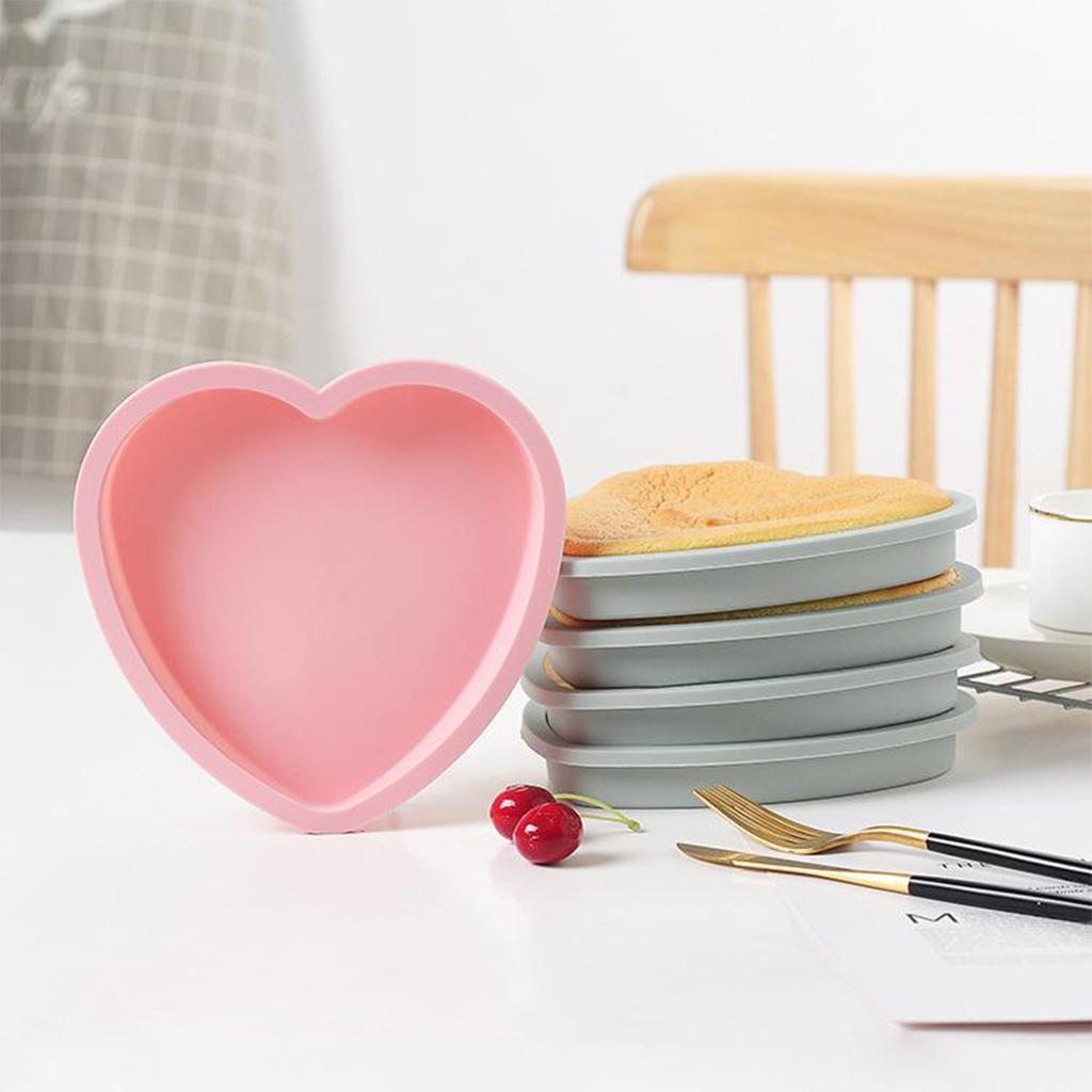 Silicone Cake Mold Cake Heart Shape Mousse Cake Moulds  8Inch Pink