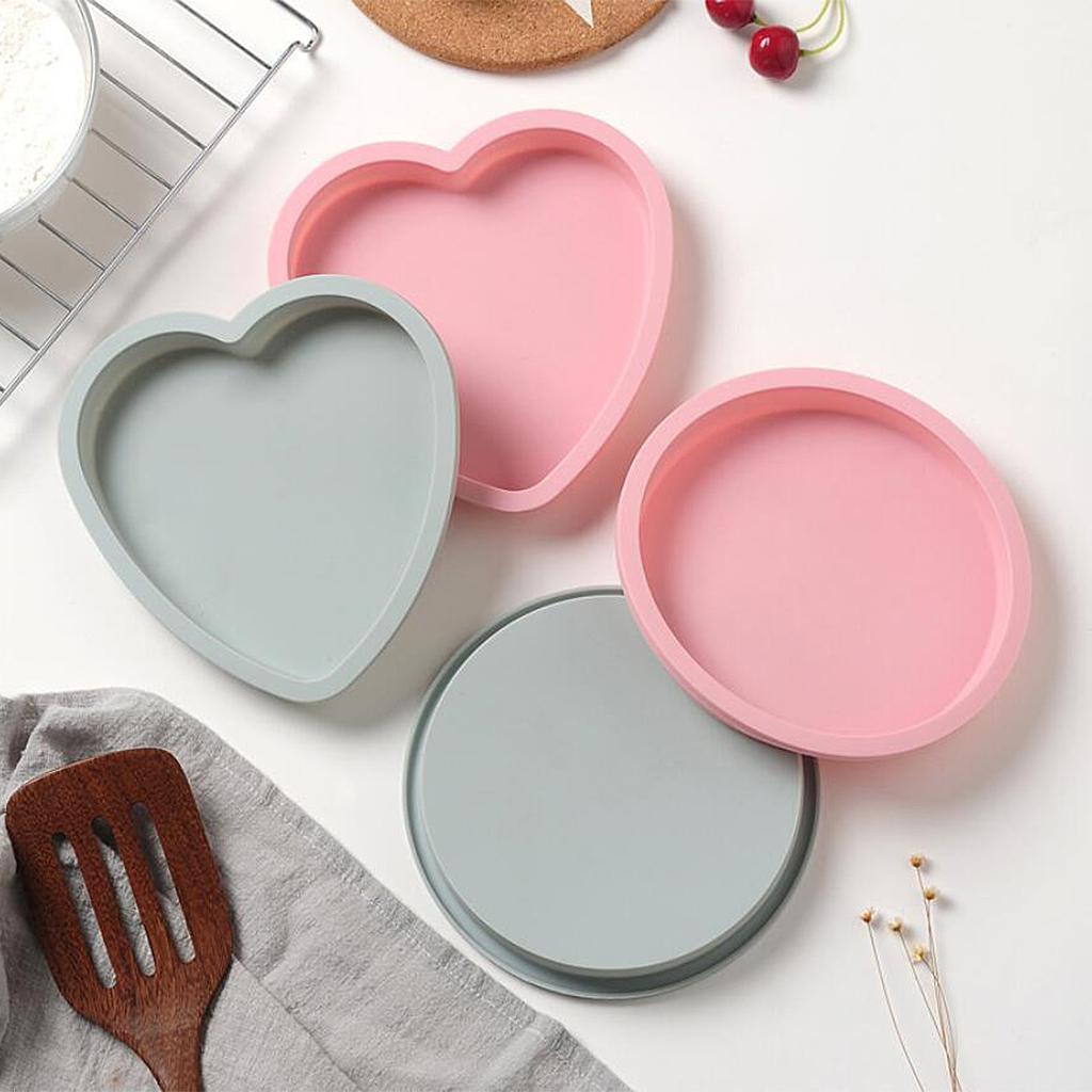 Silicone Cake Mold Cake Heart Shape Mousse Cake Moulds  8Inch Pink