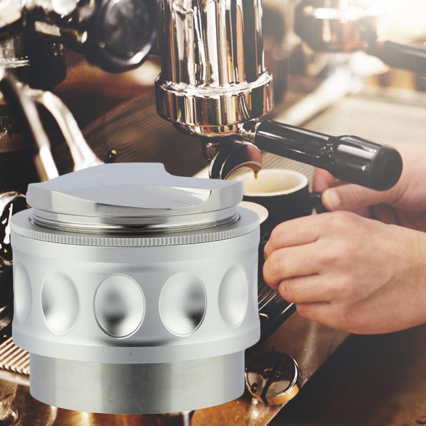 Coffee Distributor Tamper Dual Head Coffee Leveler Distribution 51mm Silver