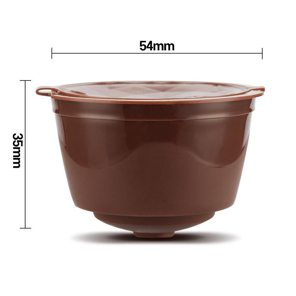 3Pcs Reusable Coffee Capsule Filters with Spoon and Cleaning Brush Brown