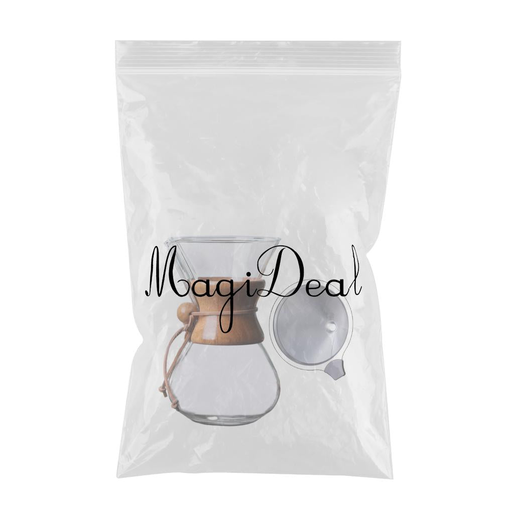 21 oz Pour Over Coffee Maker Reusable Anti-Scald Wooden Handle Transparent 600ml with Filter