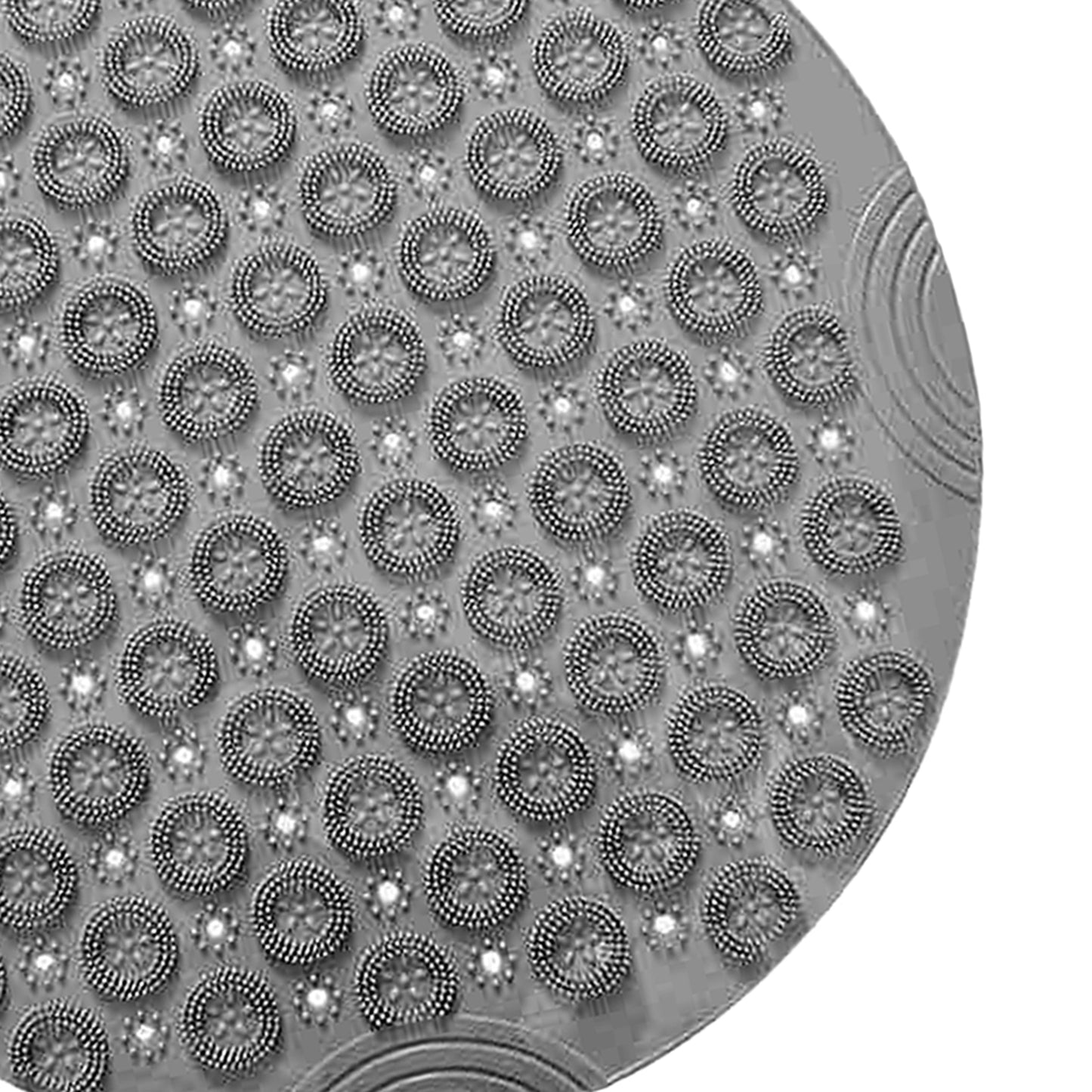 Round Bathroom Shower Mat with Drain Holes Foot Scrubber Massage Bath Mat Gray