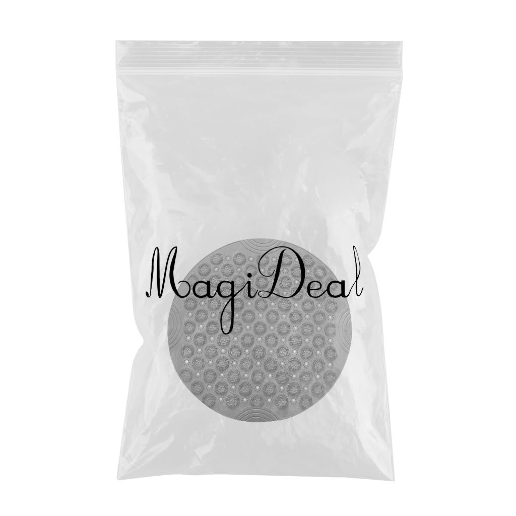 Round Bathroom Shower Mat with Drain Holes Foot Scrubber Massage Bath Mat Gray