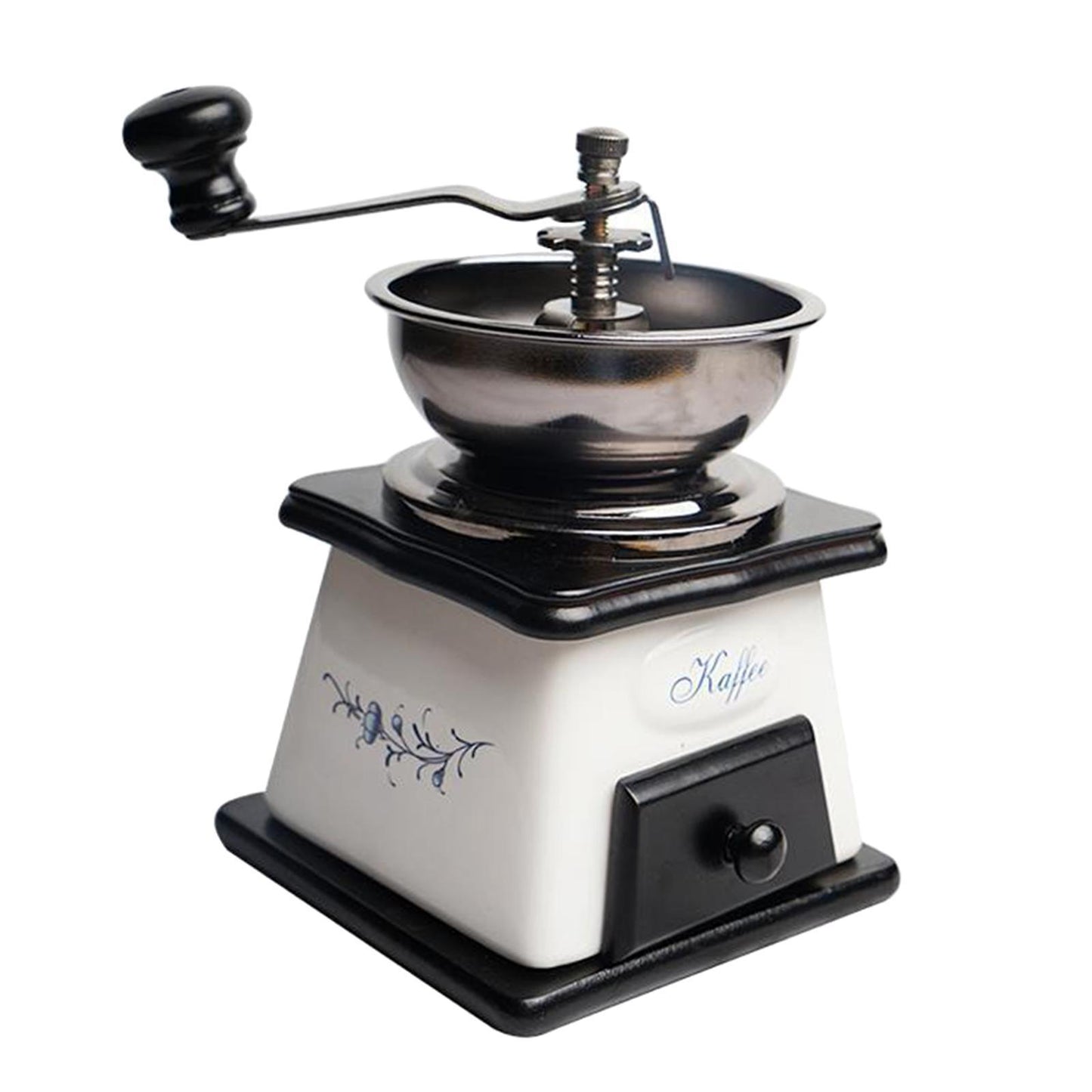 Hand Crank Manual Coffee Grinder Machine with Ceramic Burrs and Catch Drawer