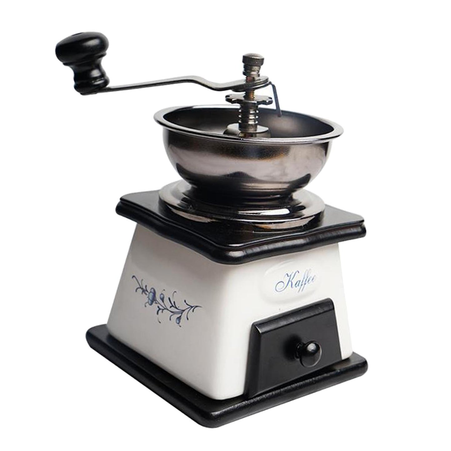 Hand Crank Manual Coffee Grinder Machine with Ceramic Burrs and Catch Drawer