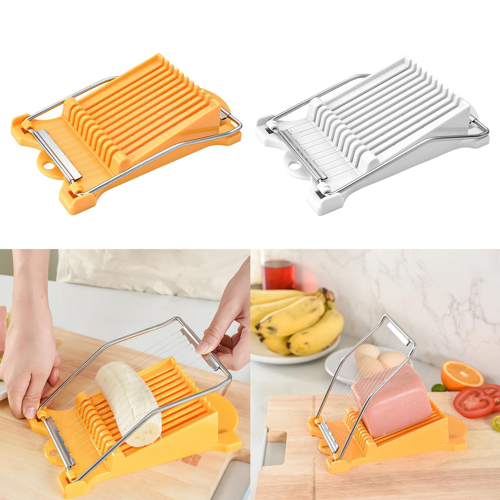Meat Slicer Egg Fruit Slicer Food Cheese Sushi Cutter with 10 Wires White