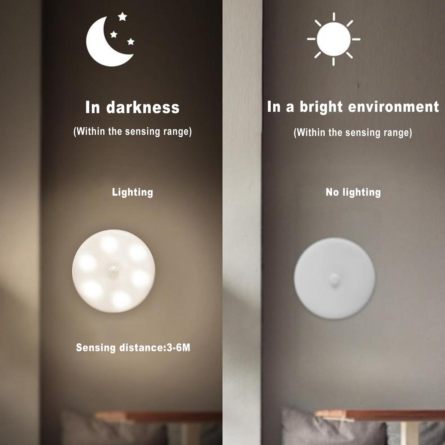 LED Motion Sensor Night Light Living Room Bedroom Lamp Choice 1 Warm Light