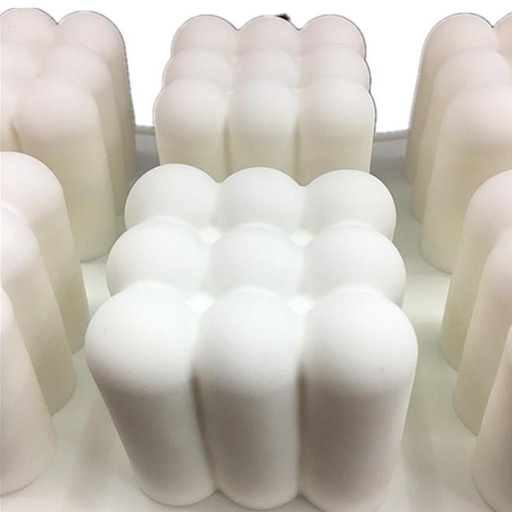 6-Cavity White 3D Cube Silicone Mousse Cake Muffin Mold Tray For DIY Candle