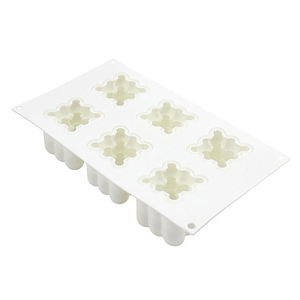 6-Cavity White 3D Cube Silicone Mousse Cake Muffin Mold Tray For DIY Candle