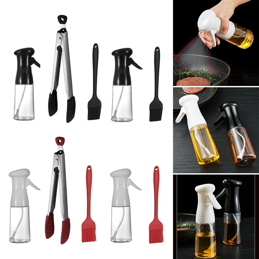 Refillable Oil Sprayer Portable Oil Dispenser for Baking BBQ Silicone Clip white 3 in 1