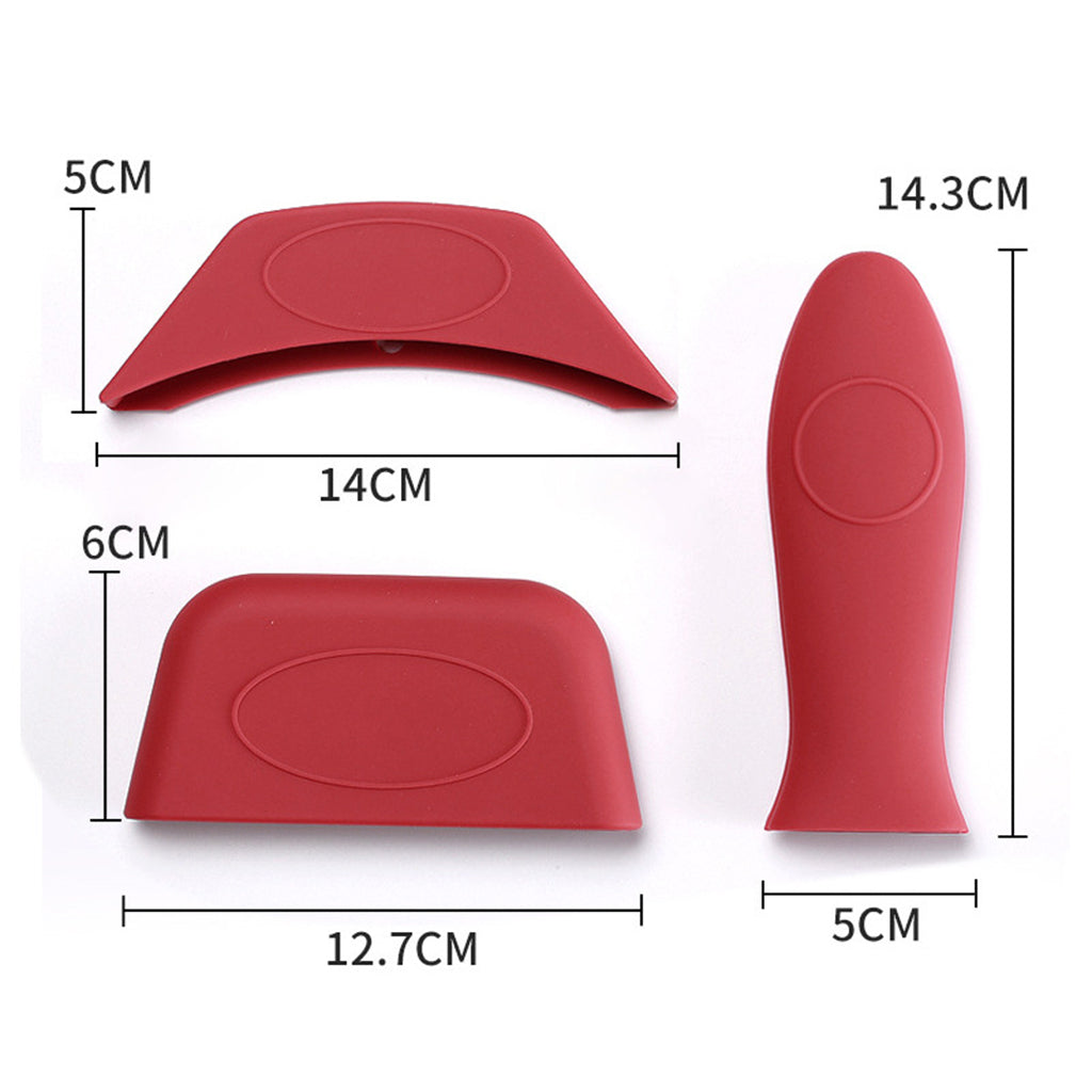 Heat-Resistance Silicone Pan Handle Holder Cover Grip Kitchen 5pcs red