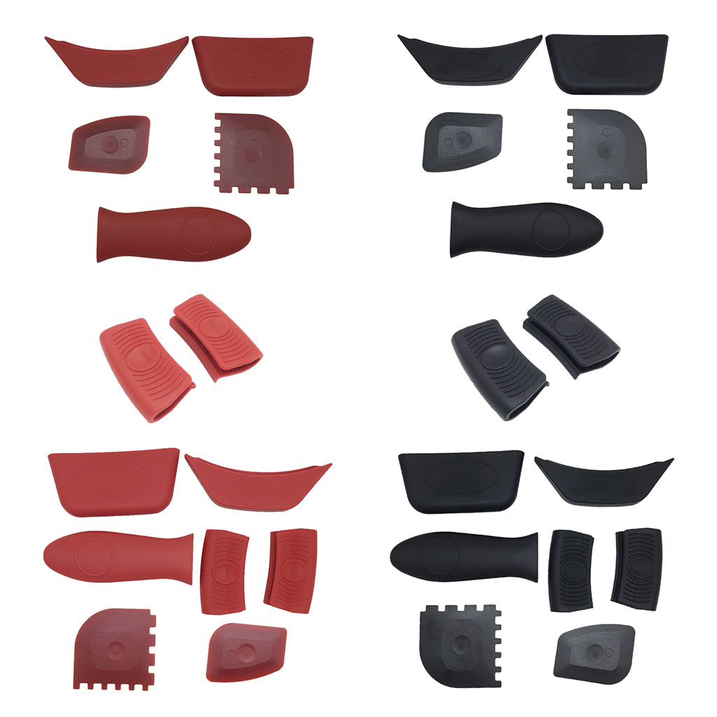 Heat-Resistance Silicone Pan Handle Holder Cover Grip Kitchen 5pcs red
