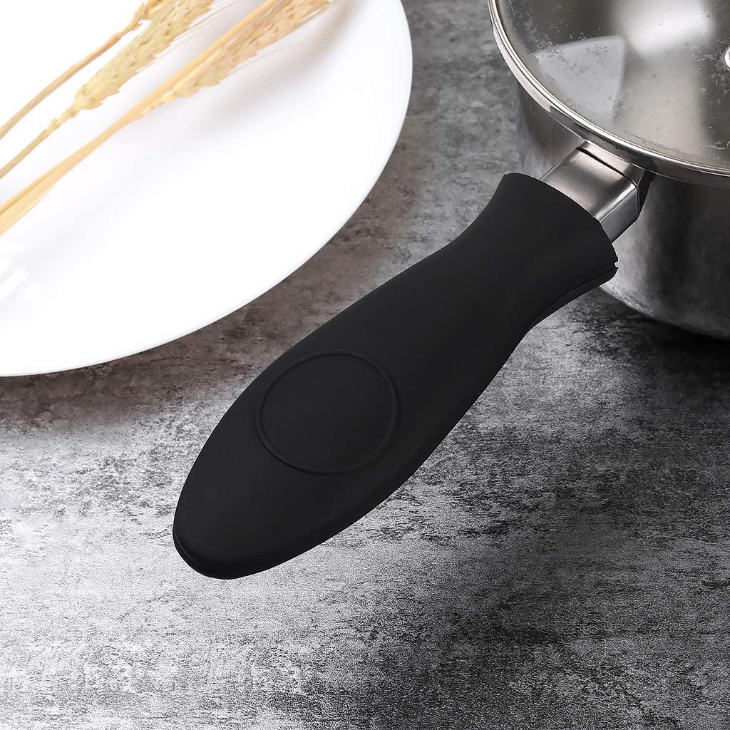 Heat-Resistance Silicone Pan Handle Holder Cover Grip Kitchen 5pcs black