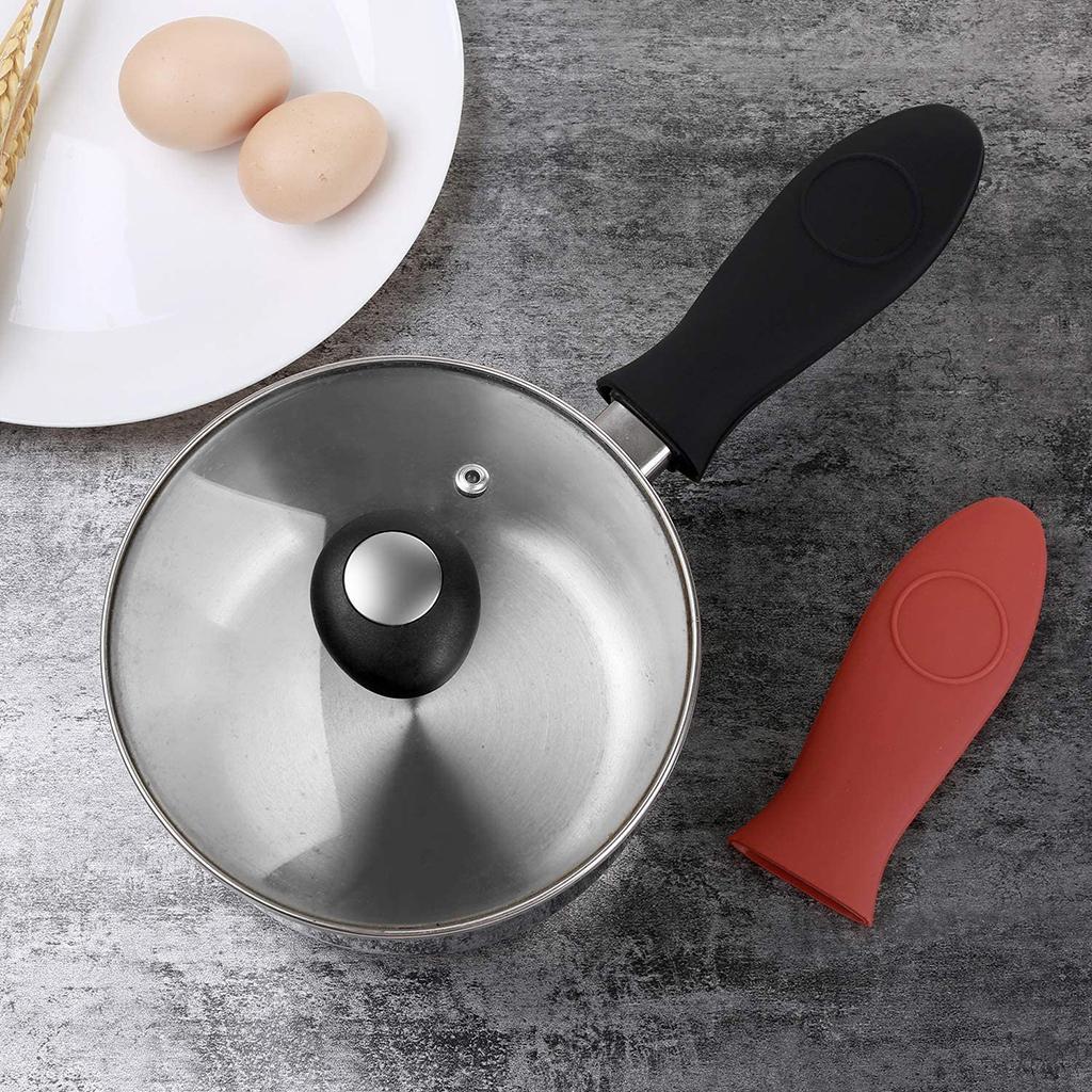 Heat-Resistance Silicone Pan Handle Holder Cover Grip Kitchen 5pcs black