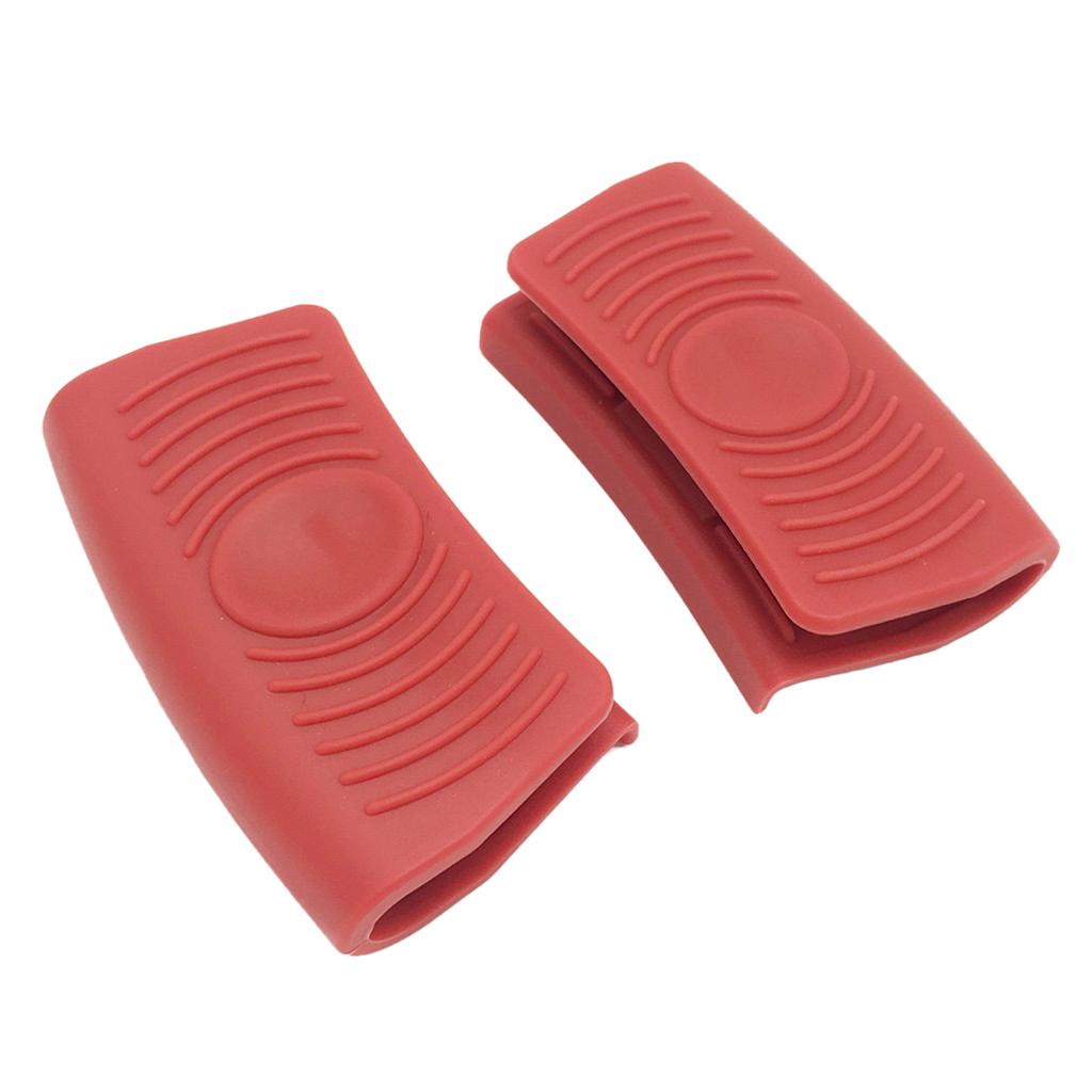 Heat-Resistance Silicone Pan Handle Holder Cover Grip Kitchen 2pcs red