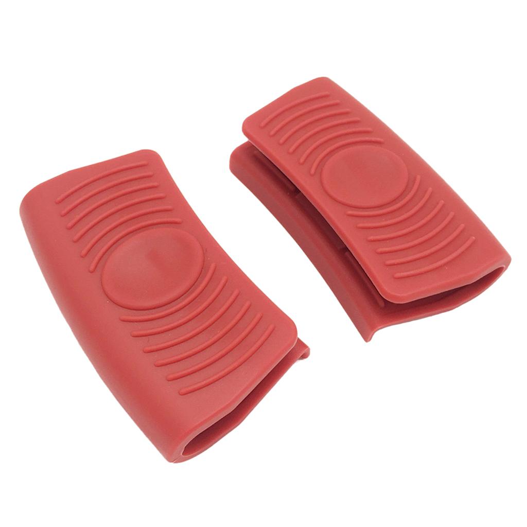 Heat-Resistance Silicone Pan Handle Holder Cover Grip Kitchen 2pcs red