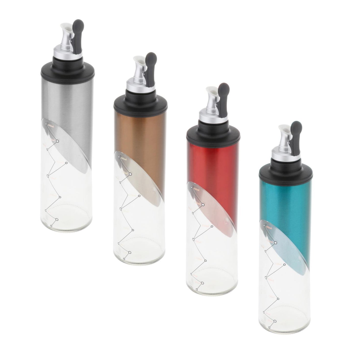 Glass Olive Oil Vinegar Liquor Dispenser Wine Pourer Bar Tools Bottle Silver