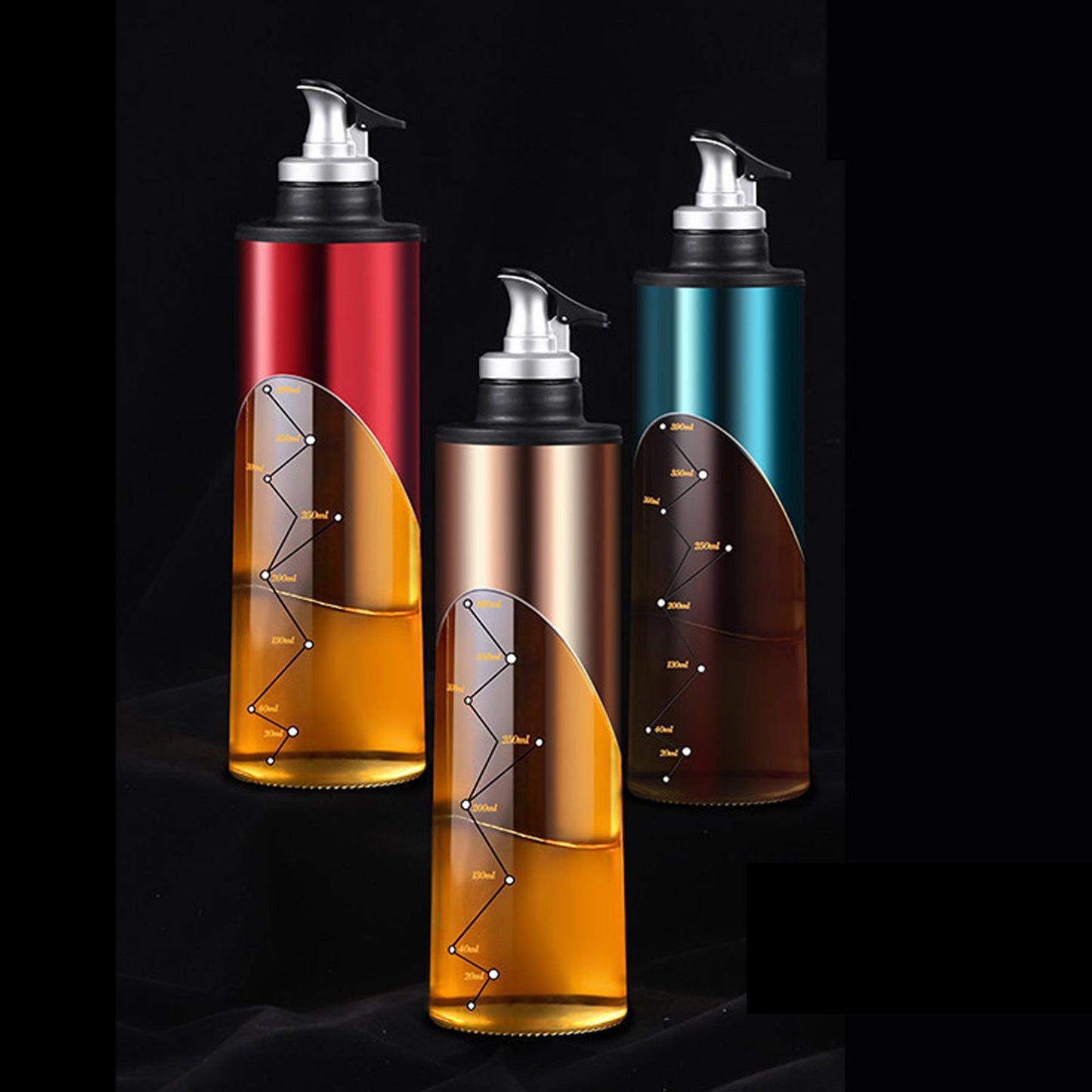 Glass Olive Oil Vinegar Liquor Dispenser Wine Pourer Bar Tools Bottle Golden