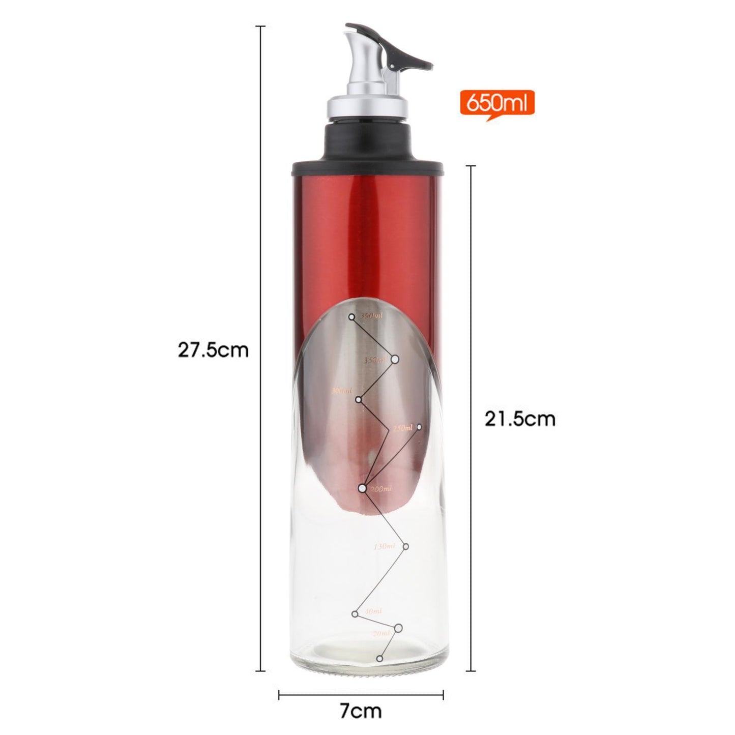 Glass Olive Oil Vinegar Liquor Dispenser Wine Pourer Bar Tools Bottle Red
