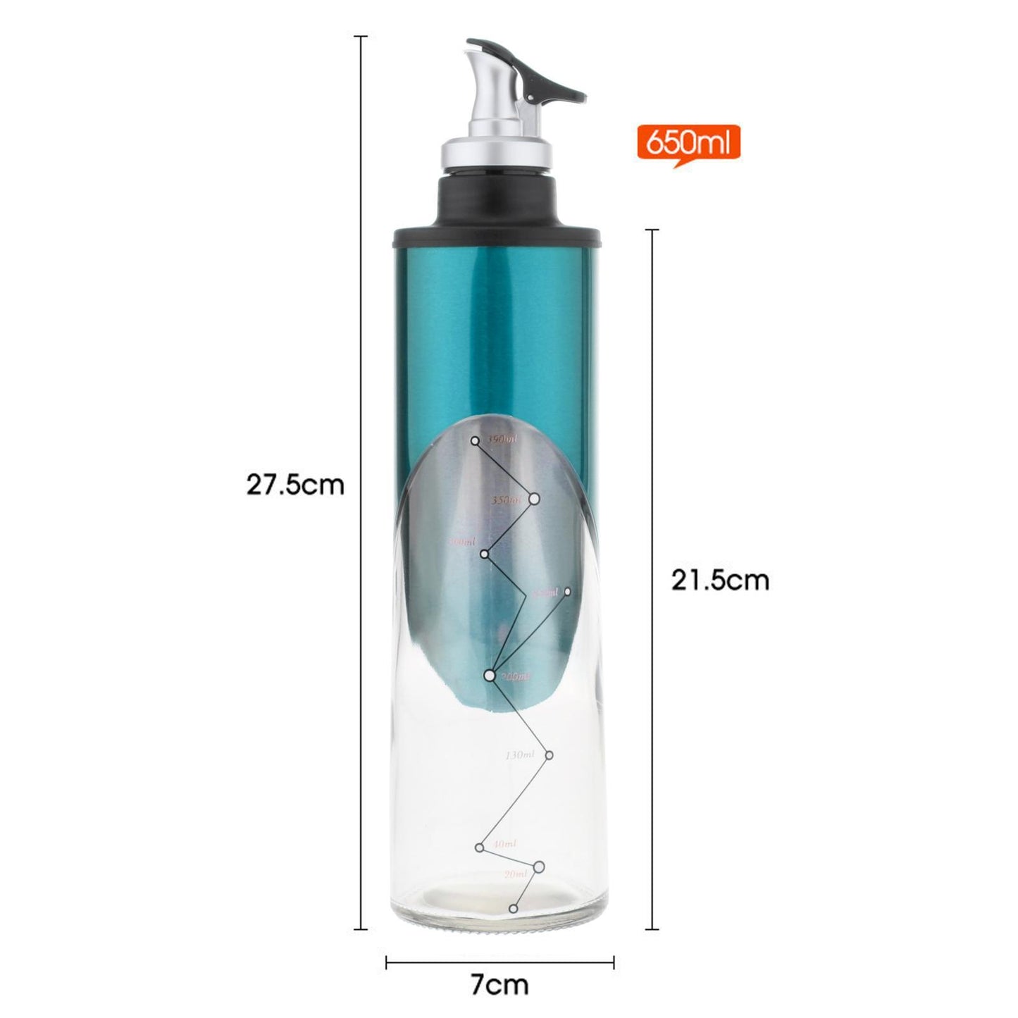 Glass Olive Oil Vinegar Liquor Dispenser Wine Pourer Bar Tools Bottle Blue