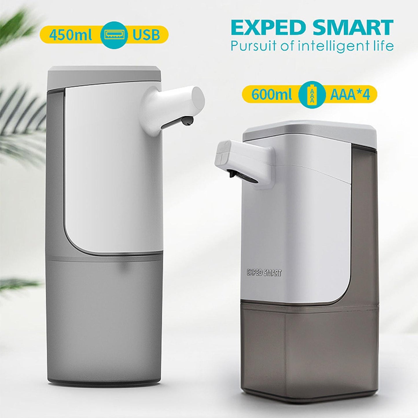 600ml Soap Dispenser Infrared Sensor Adjustable Hand Washer Non-Contact Grey Foam