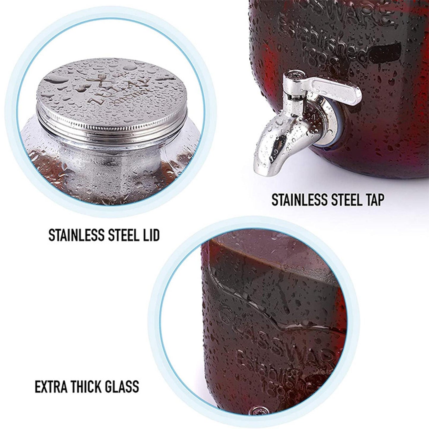 Drinks Dispenser Clear with Lid Juice Dispenser for Kitchen Accessories Stainless Steel Head