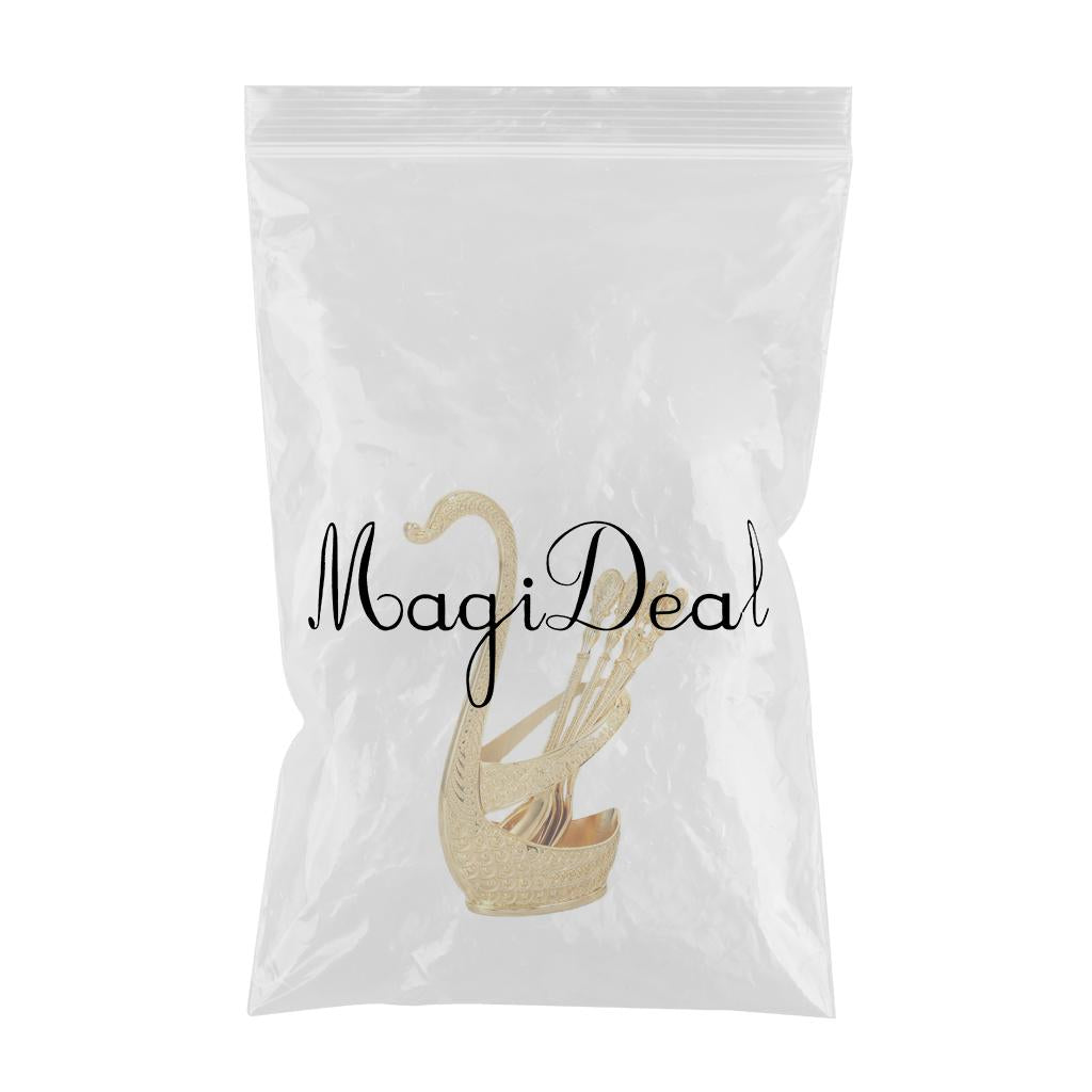 Alloy Creative Dinnerware Sets, Decorative Swan Base Holder with 6 Spoons gold