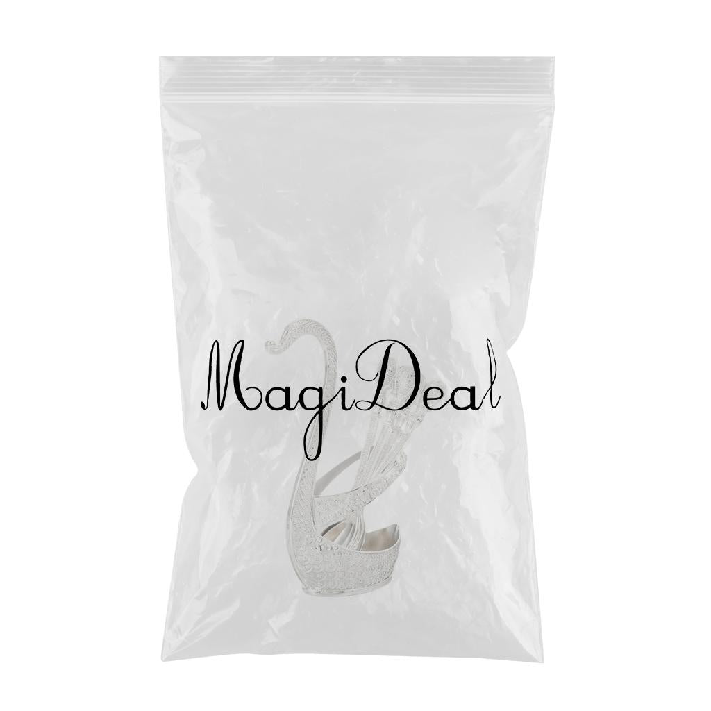 Alloy Creative Dinnerware Sets, Decorative Swan Base Holder with 6 Spoons silver