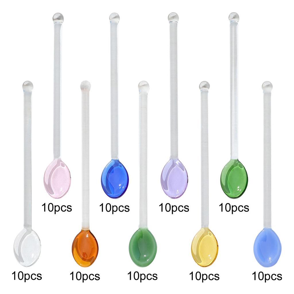 10x Glass Teaspoons Dishwasher Safe Stirring Spoon for Stirring Coffee Bar Light Blue