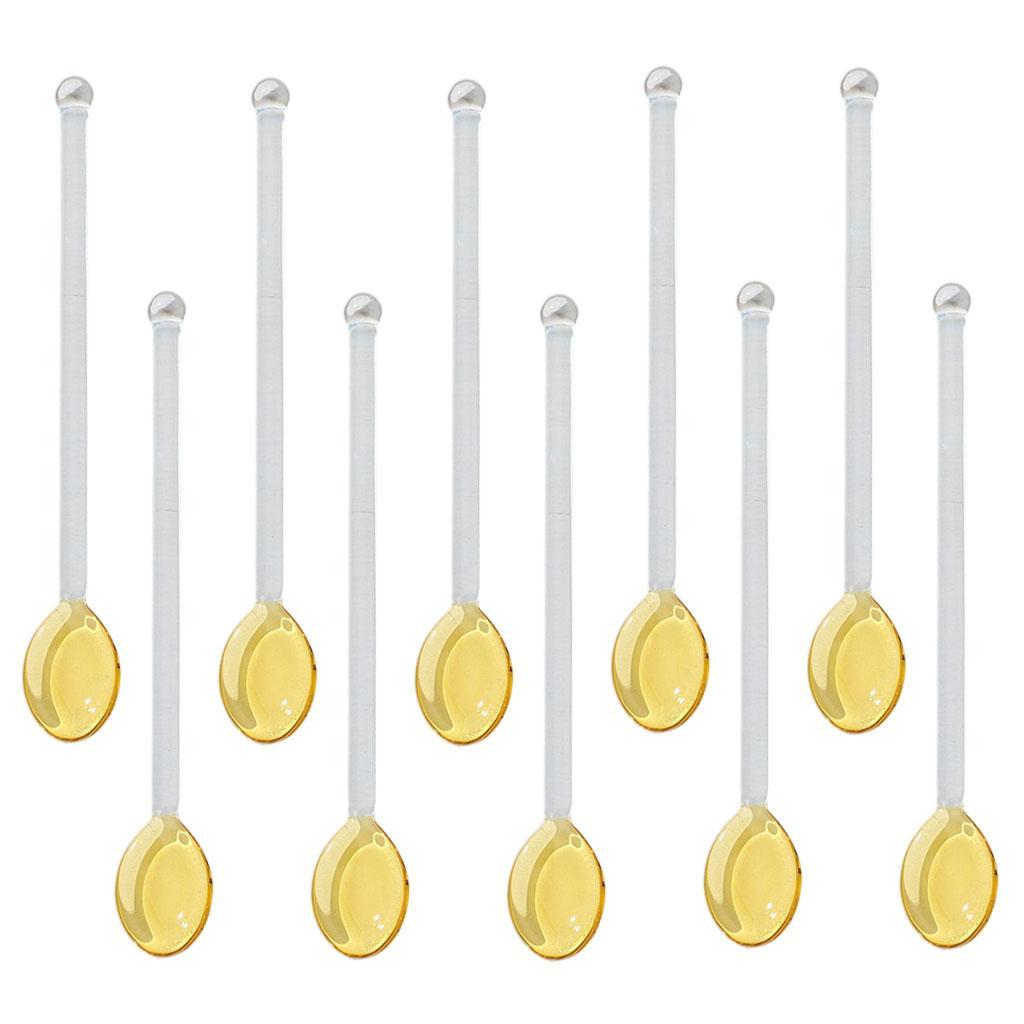 10x Glass Teaspoons Dishwasher Safe Stirring Spoon for Stirring Coffee Bar Yellow