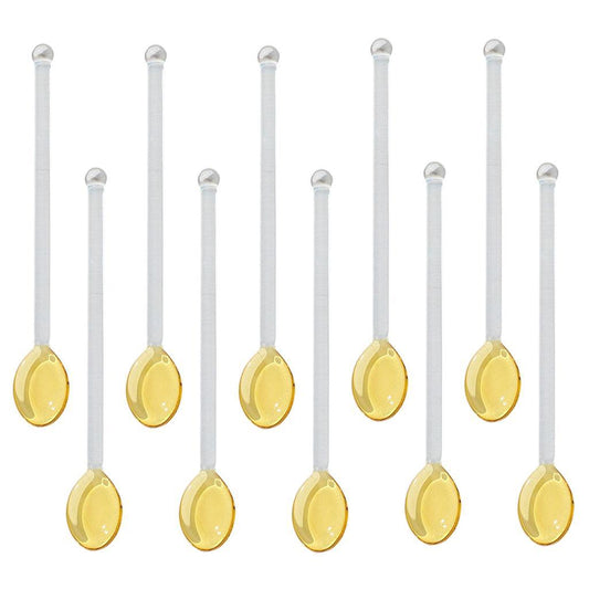 10x Glass Teaspoons Dishwasher Safe Stirring Spoon for Stirring Coffee Bar Yellow