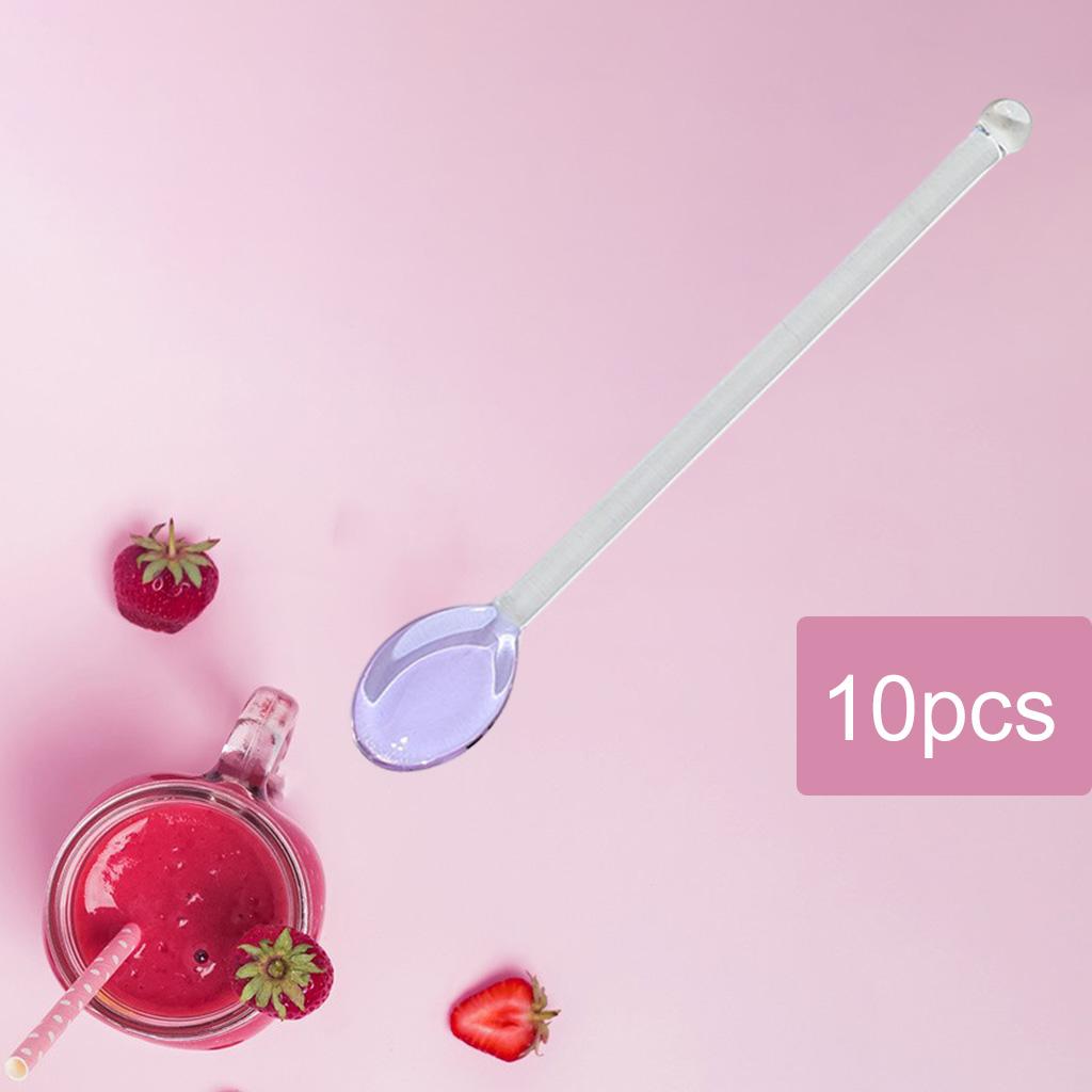10x Glass Teaspoons Dishwasher Safe Stirring Spoon for Stirring Coffee Bar Purple