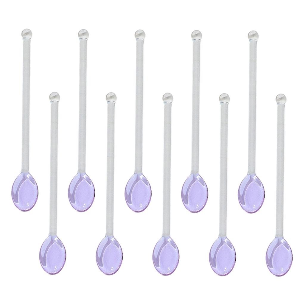 10x Glass Teaspoons Dishwasher Safe Stirring Spoon for Stirring Coffee Bar Purple