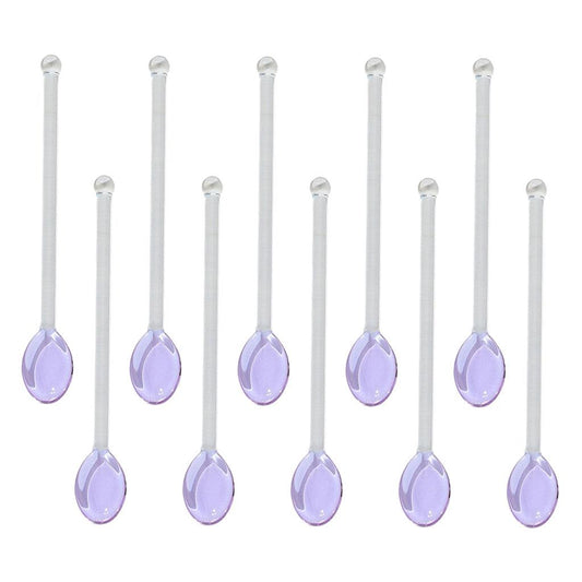 10x Glass Teaspoons Dishwasher Safe Stirring Spoon for Stirring Coffee Bar Purple