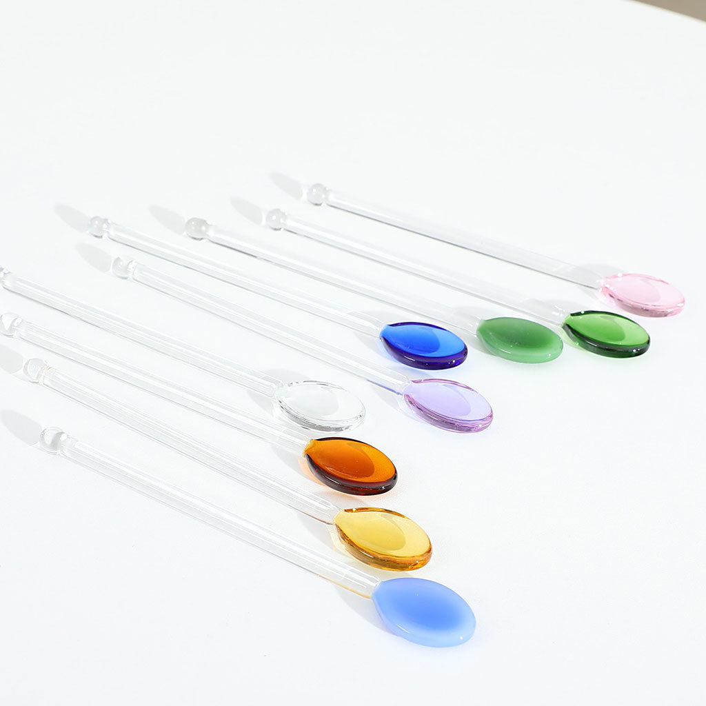 10x Glass Teaspoons Dishwasher Safe Stirring Spoon for Stirring Coffee Bar Pink