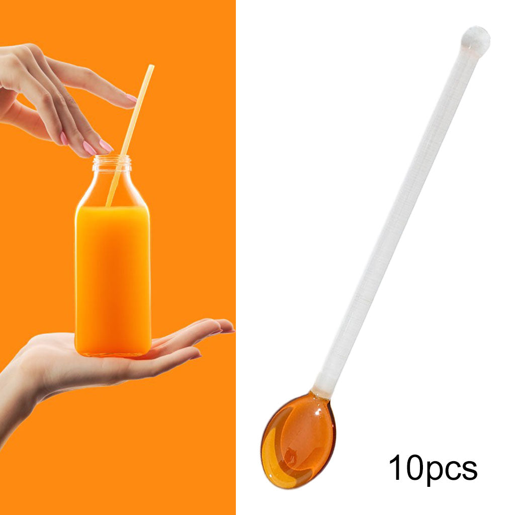 10x Glass Teaspoons Dishwasher Safe Stirring Spoon for Stirring Coffee Bar Brown