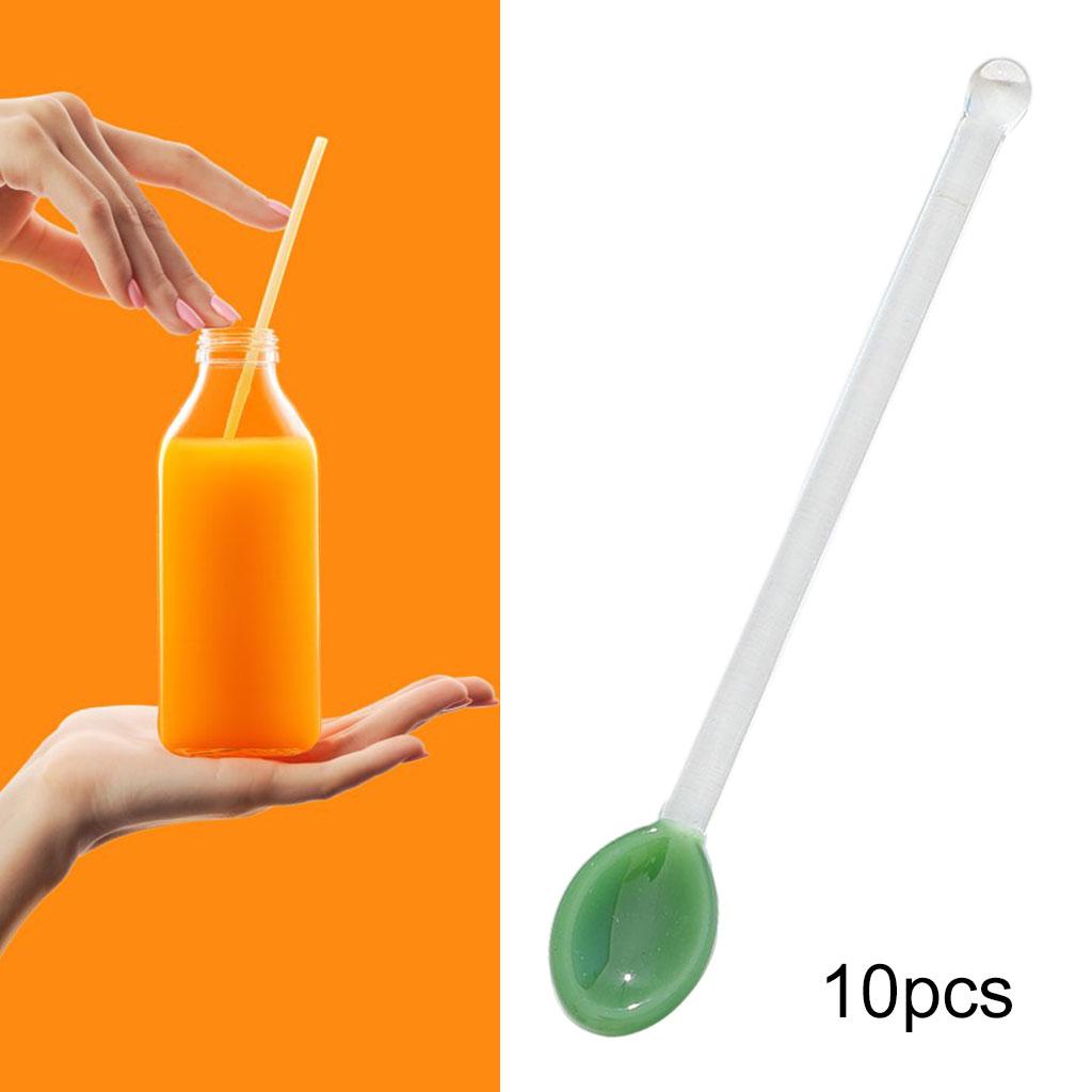 10x Glass Teaspoons Dishwasher Safe Stirring Spoon for Stirring Coffee Bar Dark Green