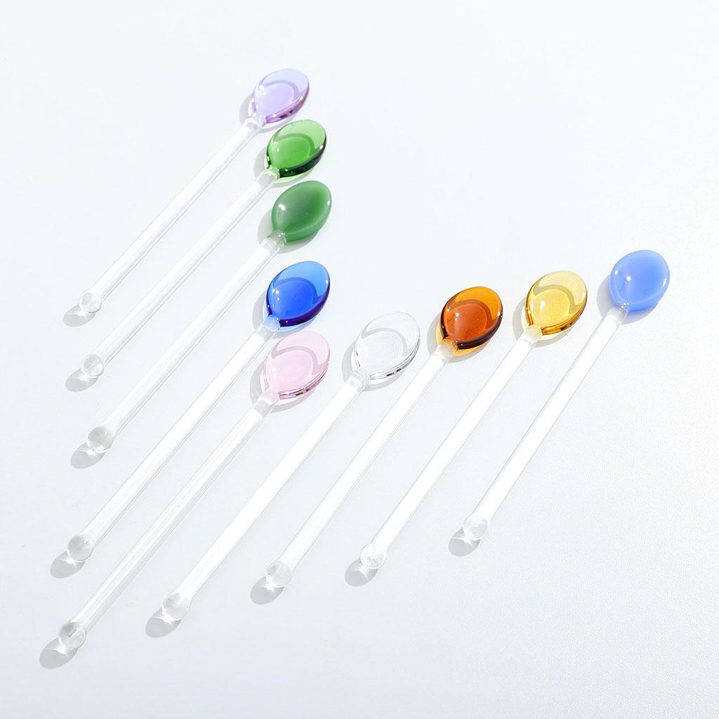 10x Glass Teaspoons Dishwasher Safe Stirring Spoon for Stirring Coffee Bar Dark Green