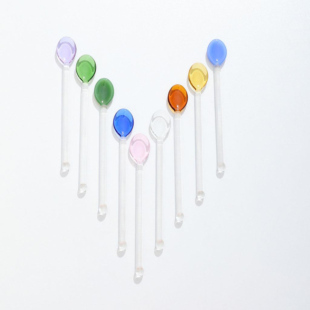 10x Glass Teaspoons Dishwasher Safe Stirring Spoon for Stirring Coffee Bar Dark Green