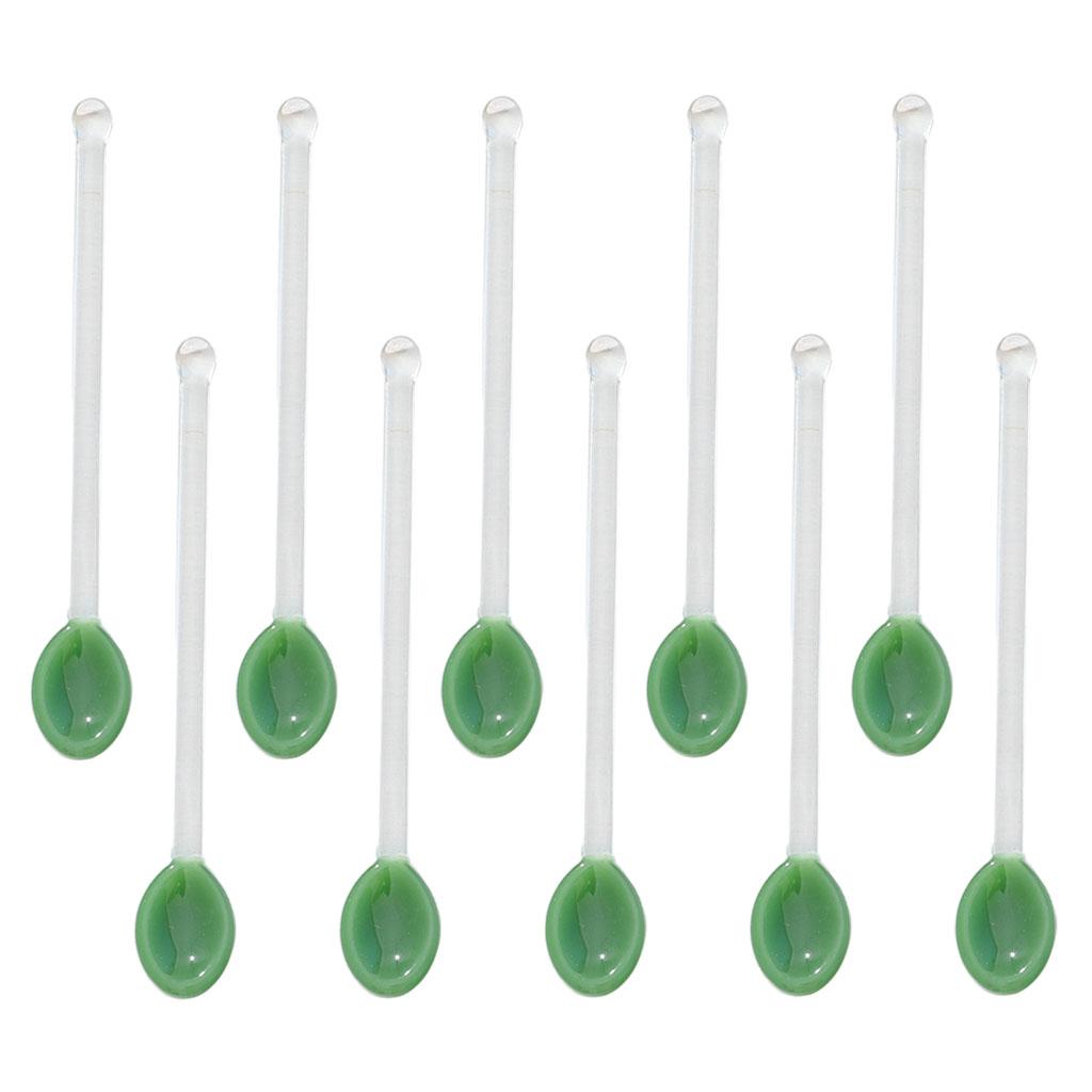 10x Glass Teaspoons Dishwasher Safe Stirring Spoon for Stirring Coffee Bar Dark Green