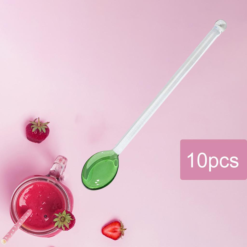 10x Glass Teaspoons Dishwasher Safe Stirring Spoon for Stirring Coffee Bar Light Green