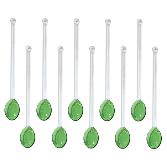 10x Glass Teaspoons Dishwasher Safe Stirring Spoon for Stirring Coffee Bar Light Green