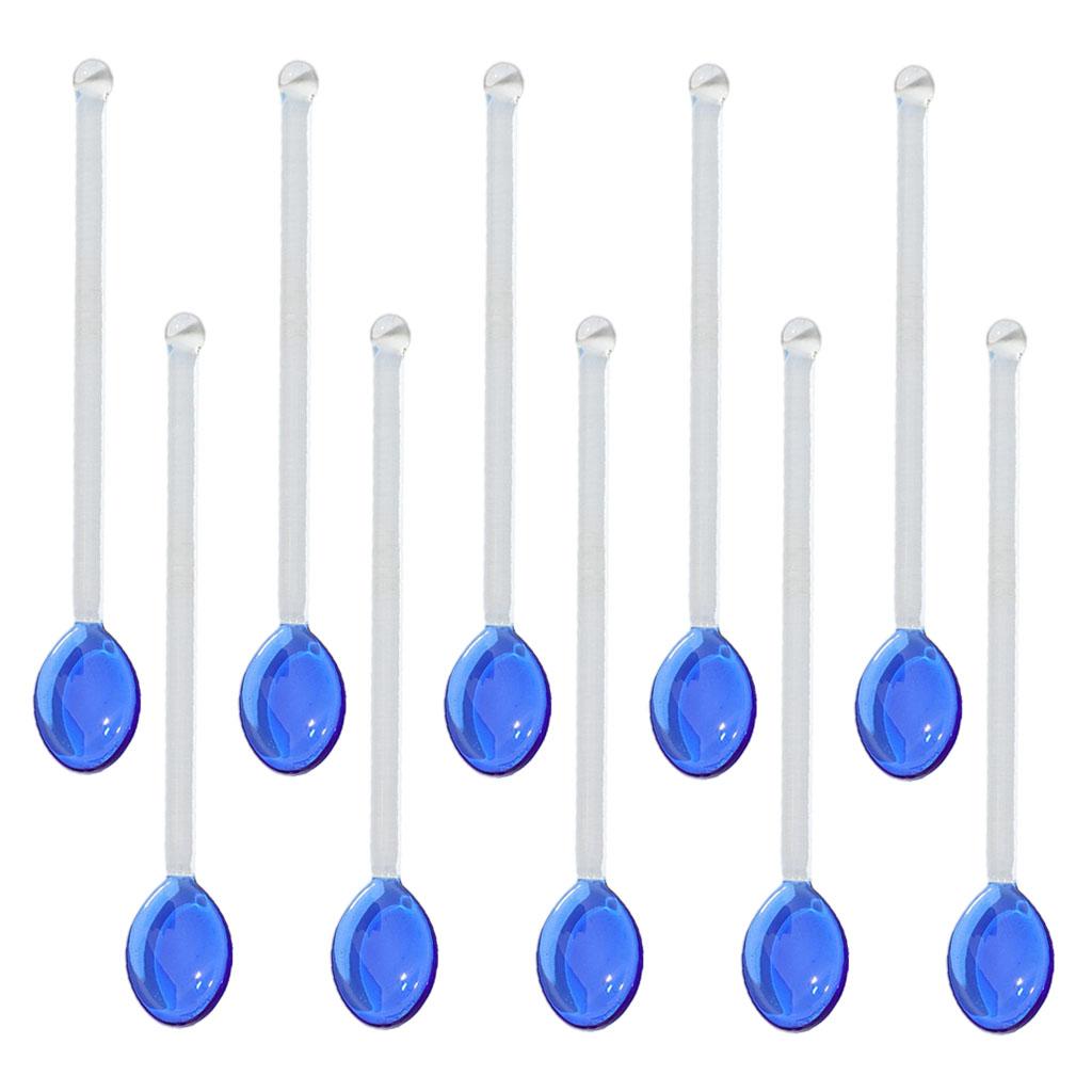 10x Glass Teaspoons Dishwasher Safe Stirring Spoon for Stirring Coffee Bar Dark Blue