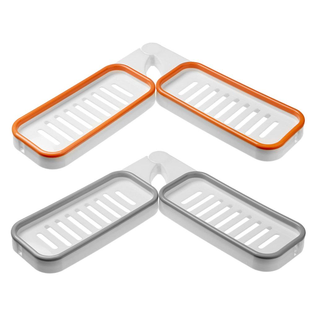 Soap Dishes Rotatable Punch-Free Rack Hollow Save Space Bathroom Accessories White Orange