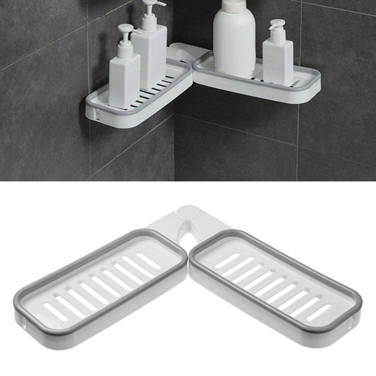 Soap Dishes Rotatable Punch-Free Rack Hollow Save Space Bathroom Accessories White Gray