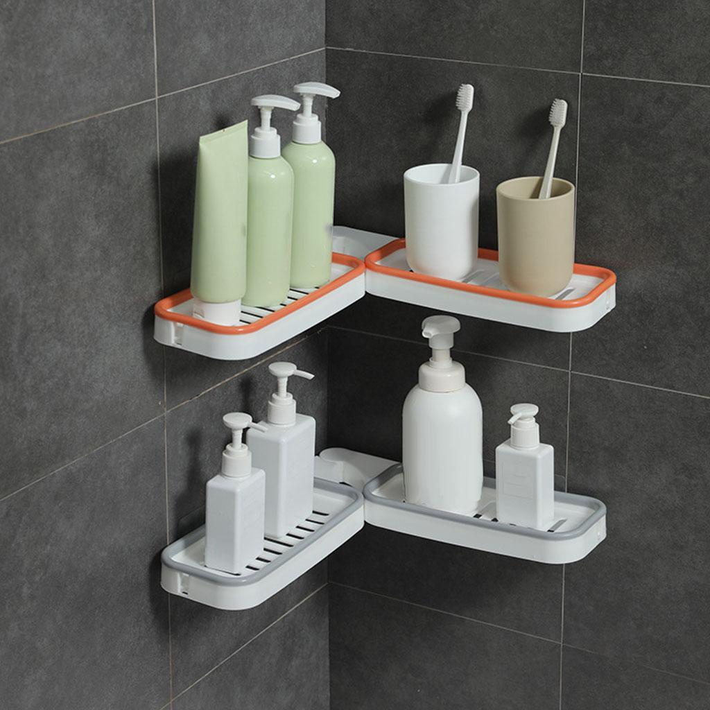Soap Dishes Rotatable Punch-Free Rack Hollow Save Space Bathroom Accessories White Gray