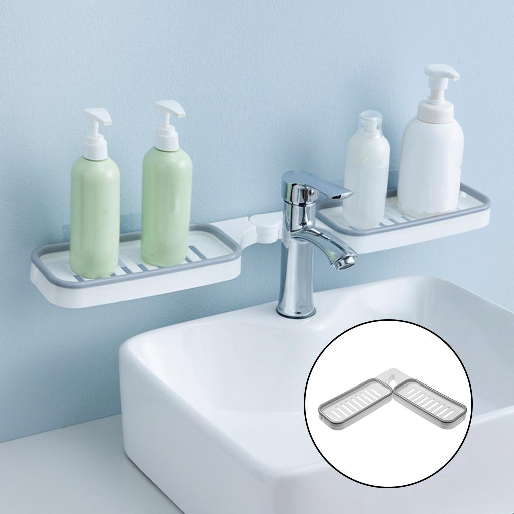 Soap Dishes Rotatable Punch-Free Rack Hollow Save Space Bathroom Accessories White Gray