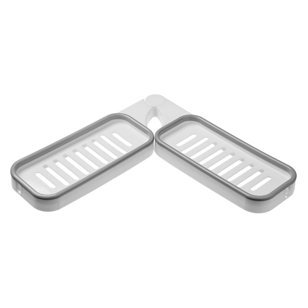 Soap Dishes Rotatable Punch-Free Rack Hollow Save Space Bathroom Accessories White Gray